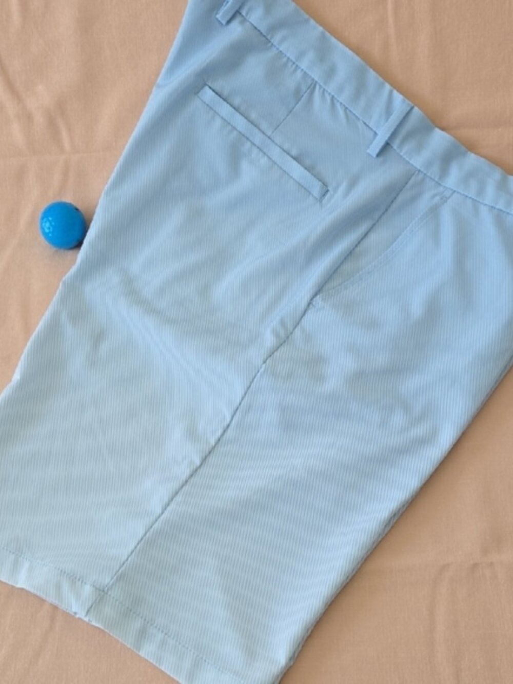 Greg Norman Collection Striped Light Blue Flat Front Shorts
